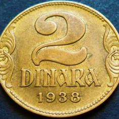 Moneda istorica 2 DINARI / DINARA - YUGOSLAVIA, anul 1938 * cod 1387
