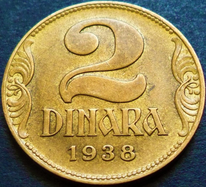 Moneda istorica 2 DINARI / DINARA - YUGOSLAVIA, anul 1938 * cod 1387