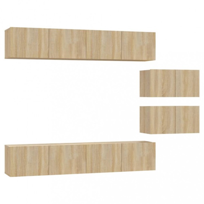 Set dulap TV, 6 piese, stejar sonoma, lemn prelucrat