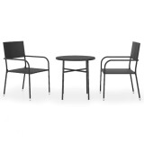 Cumpara ieftin Set mobilier de gradina, 3 piese, negru, poliratan