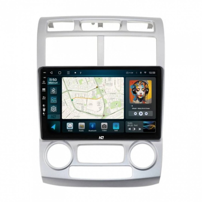 Navigatie Kia Sportage (2005-2010) M AC 8GB RAM Android 13 Octacore Slot Sim 4G DSP GPS Wi-FI Carplay Android Auto USB Bluetooth Waze Touchscreen 9 In