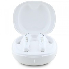 Handsfree Bluetooth Guess Flat Classic Logo Electroplated, TWS, Alb