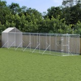 VidaXL Padoc exterior cu acoperiș argintiu 2x14x2,5 m oțel galvanizat