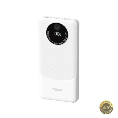 Baterie Externa Dudao K12 10000mAh 22.5W QC + PD 1 x USB-C - 2 x USB-A Alba foto