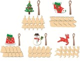 Set de 50 pandative pentru Craciun si 50 de franghii Maduoer, lemn, natur, 25,5 x 20 x 3 cm