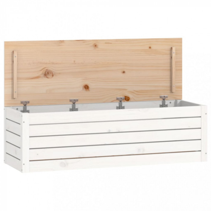 Cutie de depozitare, alb, 109x36,5x33 cm, lemn masiv de pin