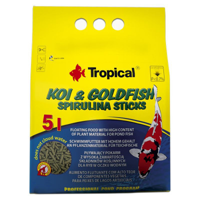 TROPICAL Koi &amp;amp;amp; Goldfish spirulina sticks - 5L/400g foto