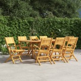 Set 8 Scaune Gradina Pliante Lemn Tec 55x61x90cm Gossi, Exterior, Rezistente, Confortabile