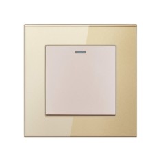 Intrerupator Cap Scara Cu Panou din Sticla Securizata Techstar&reg; TGS 01, 220V, 16A, 86 x 86 mm, Auriu, cu 1 Modul