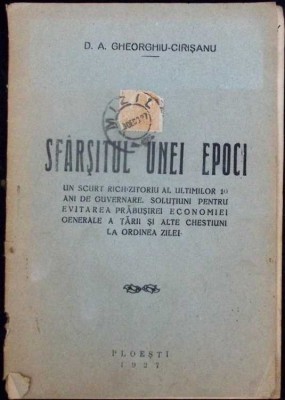 SFARSITUL UNEI EPOCI-D.A. GHEORGHIU-CIRISANU-336165 foto