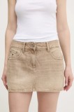 Tommy Jeans fustă jeans culoarea bej, mini, drept, DW0DW20134