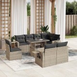 VidaXL Set canapele de grădină cu perne, 9 piese gri deschis poliratan