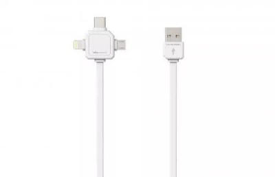 Cablu USB Type C micro USB Lightning 1.5m alb Allocacoc foto