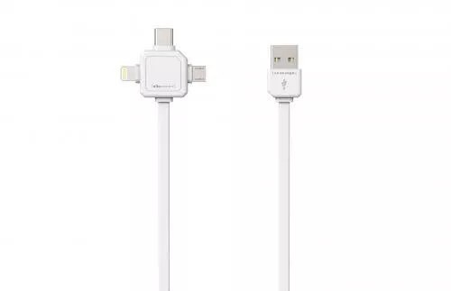 Cablu USB Type C micro USB Lightning 1.5m alb Allocacoc