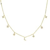 Cumpara ieftin Lantisor argint 925, JW1132, model stelute si semiluna, placat cu aur