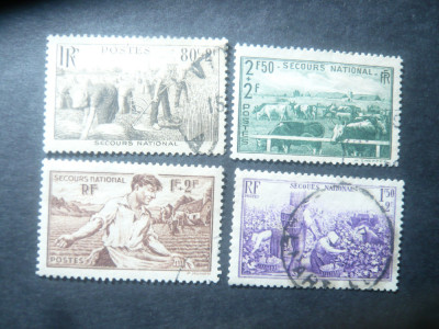 Serie Franta 1940 - Ajutorul National , 4 valori stampilate foto