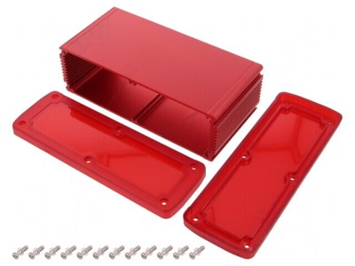 Carcasă Universală Aluminiu Roșu 177.6mm x 89mm x 61.1mm foto