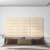 Panouri de perete 12 buc. crem 60x15 cm catifea 1,08 m&sup2;