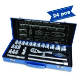 Cumpara ieftin Set Chei Tubulare 24 Buc Hyundai 1/2" Otel Crom Vanadiu, Clichet 72 Dinti, Trusa Profesionala