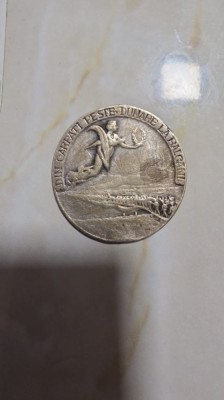 Medalie argint 1895 &amp;ndash; Inaugurarea Podului Carol I Cernavoda &amp;ndash; originala foto