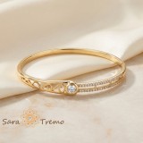 Cumpara ieftin Bratara Lumina Imperiala , Bratara fixa placata cu aur 14K cu zirconia albe