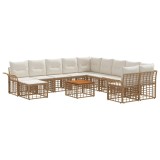 vidaXL Set de canapele de exterior 12 pcs Alb Natural și Crem 3437824