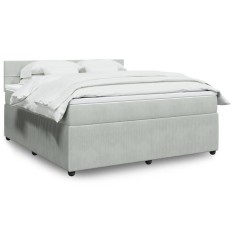Gossi pat box spring cu saltea, gri deschis, 180x200 cm, catifea