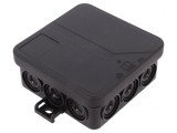 Cutie de conexiuni neagră IP55 85x85x37mm