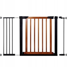 Poarta de siguranta Safety Gate pentru scari, ajustabila 111-117 cm, din otel si lemn, negru maro Household NewTrend