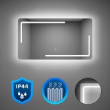 Oglinda Baie LED Leziter Ada 100 100x60 cm, Iluminare Alb Rece 6000K, Senzor Tactil, IP44