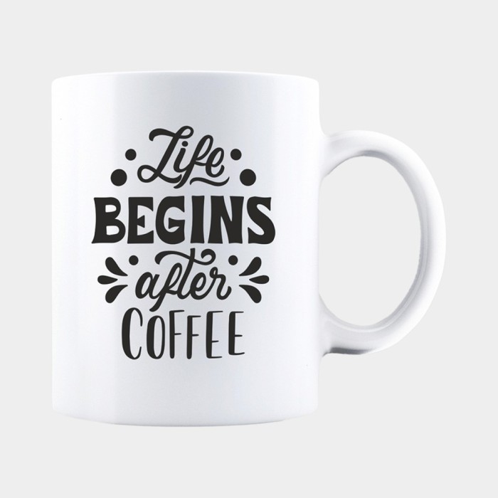 Cana alba personalizata THE LIFE BEGINS AFTER COFFEE, INOVATIX&reg;. 330ml