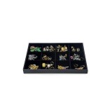 Cumpara ieftin Expozor / Organizator Bijuterii din Catifea Negru / Gri - 23cm - 12 spatii -