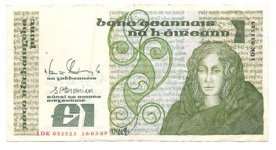 Irlanda 1 Pound / Punt 16.03.1989 - (Doyle &amp;amp; Cromien) LDK051513, B11, P-70d foto