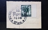 Germania Reich 1938 Referendum Anschluss Austria Timbru 6Rpf Ștampilat OBLITERARE SPECIALĂ Viena Wien 10 April 1938 pe Decupaj Poștal - RFP1