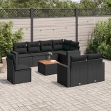 Cumpara ieftin Gossi set mobilier de gradina cu perne, 9 piese, negru, poliratan