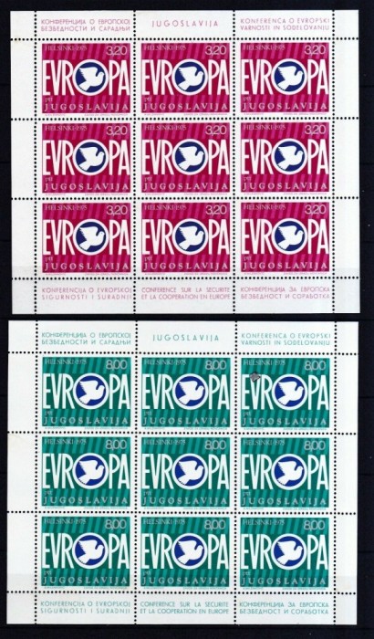 IUGOSLAVIA , YUGOSLAVIA 1975 , 1980 4 COLITE NESTAMPILATE EUROPA