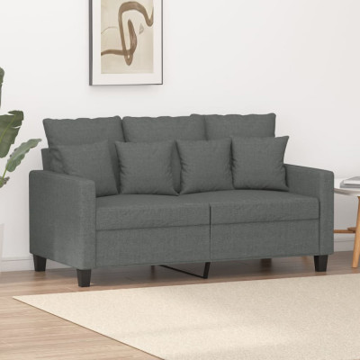 vidaXL Canapea cu 2 locuri, gri &amp;icirc;nchis, 120 cm, material textil 359260 foto