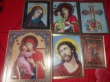 Icoana veche din perioada comanista,rama metalica/pvc/carton sau pret pentru 6 icoane litografii vechi