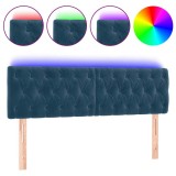 Cumpara ieftin Tablie de pat cu LED, albastru inchis, 144x7x78/88 cm, catifea