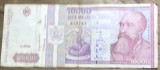 BNKRO05 Bancnota veche 10000 lei 2000 Nicolae Iorga Sarpele Glykon hirtie Romania zece mii lei circulata colectie