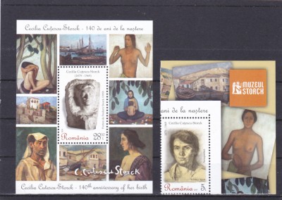 ROMANIA 2019 - CECILIA CUTESCU-STORCK, BLOC + SERIE, MNH - LP 2231 foto