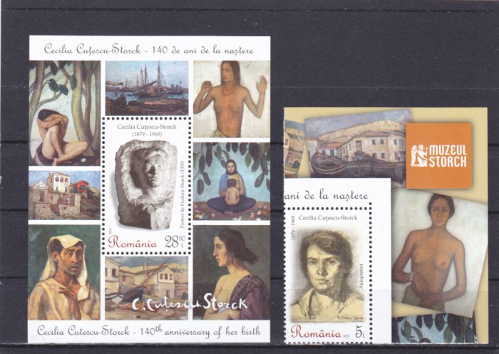 ROMANIA 2019 - CECILIA CUTESCU-STORCK, BLOC + SERIE, MNH - LP 2231
