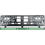Set 2 bucati, suport numar inmatriculare Skoda Green