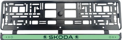 Set 2 bucati, suport numar inmatriculare Skoda Green foto