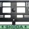 Set 2 bucati, suport numar inmatriculare Skoda Green
