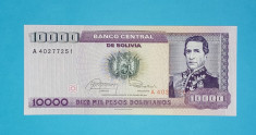 Bolivia 10.000 Pesos Bolivianos 1984 &amp;#039;Andres de Santa Cruz&amp;#039; UNC foto