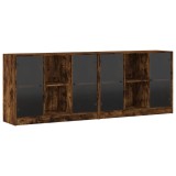 Cumpara ieftin Biblioteca cu usi stejar fumuriu 204x37x75 cm lemn compozit