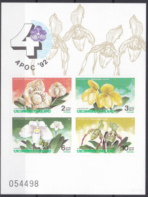 DB1 Flora Thailanda Tailanda Orhidee 1992 MS MNH NDT foto