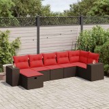 Gossi set canapele de gradina cu perne, 7 piese, maro, poliratan