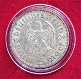 GERMANIA 1936 - 5 Reichsmark - Paul von Hindenburg - Argint - Monetaria din BERLIN (A) - (414)